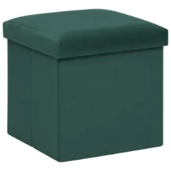 POUF PLIANT TESS VELOURS VERT CEDRE