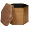 POUF PLIANT VELOURS HEXAGONAL JILING CARAMEL D.40X38CM