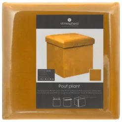 POUF PLIANT VELOURS LILOU OCRE D.38X38CM