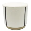 POUF ROND BOUCLETTE ET LISERET NOIR BASE EFFET BOIS H.36CM