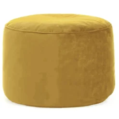 POUF ROND VELOURS JAUNE
