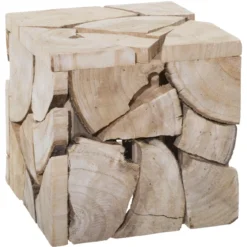 POUF TABOURET CARRE BOIS D.30CM
