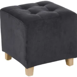 POUF VELOURS GRIS TREND LEANDRE