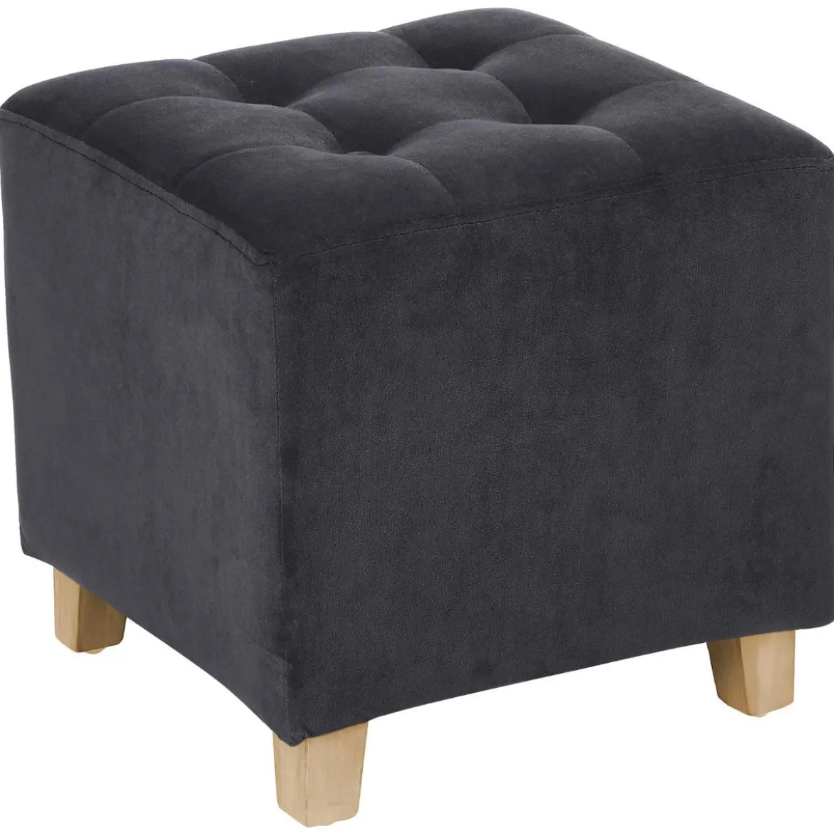POUF VELOURS GRIS TREND LEANDRE