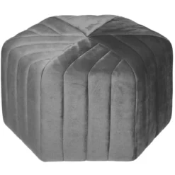 POUF VELOURS SEIS GRIS