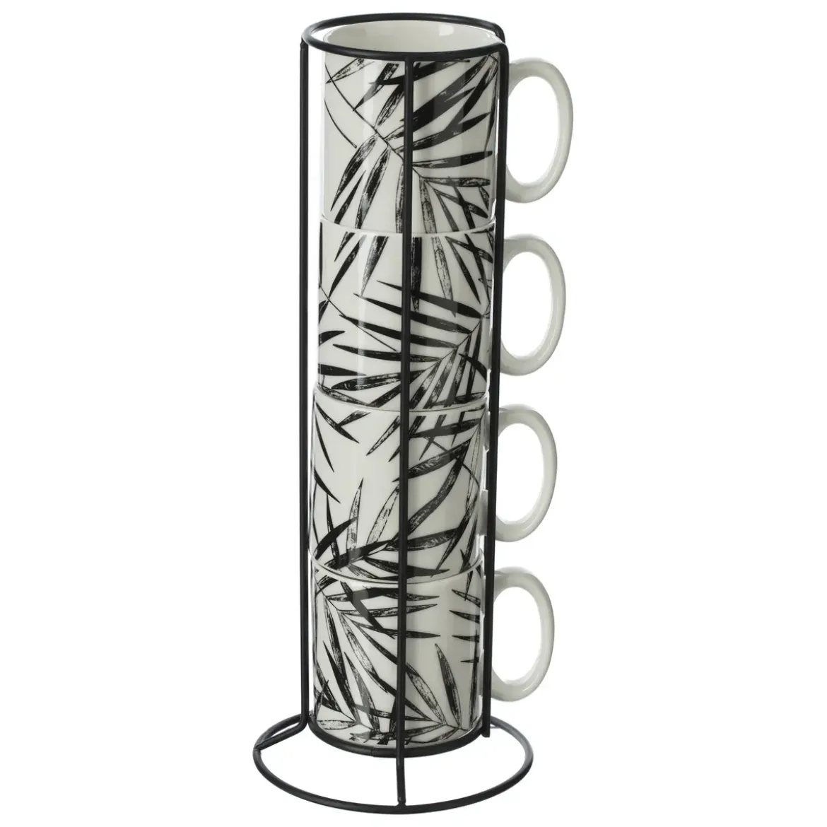RACK 4 MUGS FLORAL GREEN 24CL