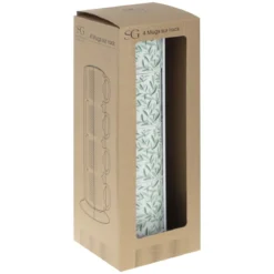 RACK 4 MUGS FLORAL GREEN 24CL