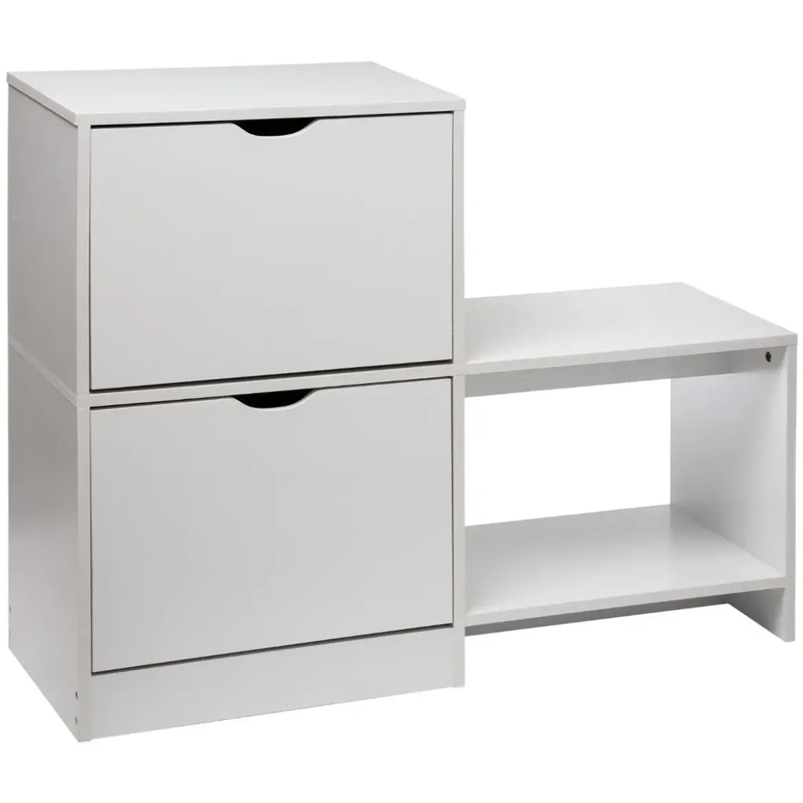RANGE CHAUSSURES BANC BOIS 2 TIROIRS BLANC