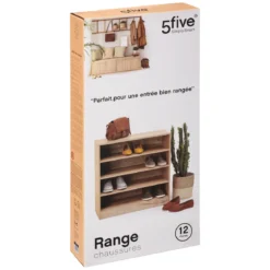 RANGE CHAUSSURES BOIS 12 PAIRES NATUREL