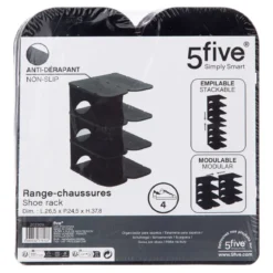 RANGE CHAUSSURES PLASTIQUE NOIR 4 PAIRES