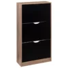 RANGE CHAUSSURES 3 TIROIRS 18 PAIRES BOIS NOIR NATUREL