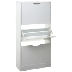 RANGE CHAUSSURES 3 TIROIRS 18 PAIRES BLANC