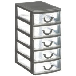 RANGEMENT 5 TIROIRS GRIS