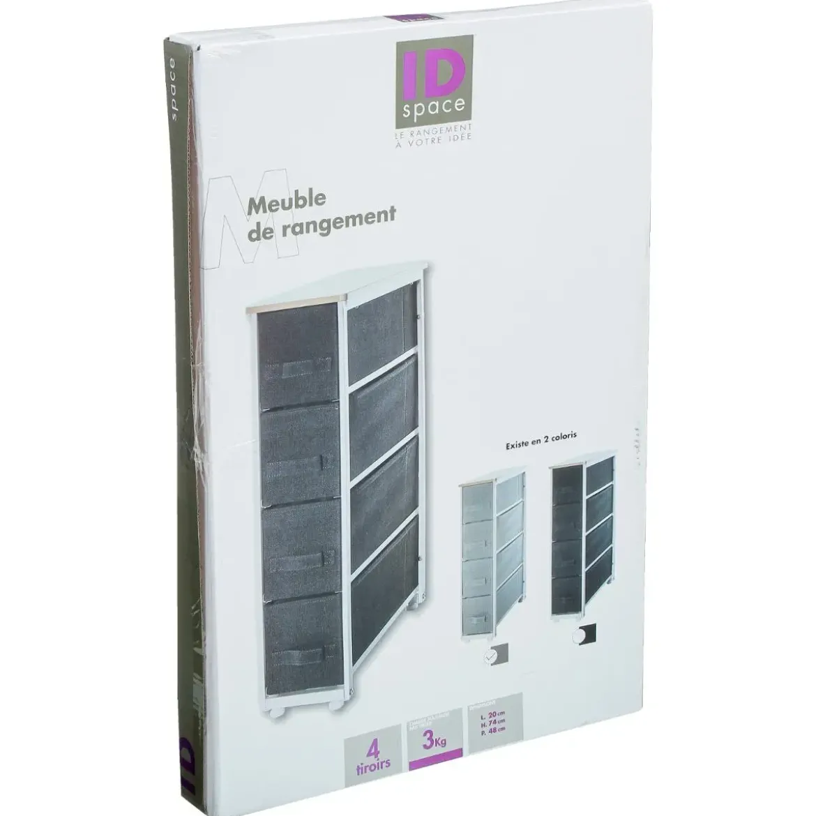 RANGEMENT 4 TIROIRS SUR ROULETTES GRIS CLAIR
