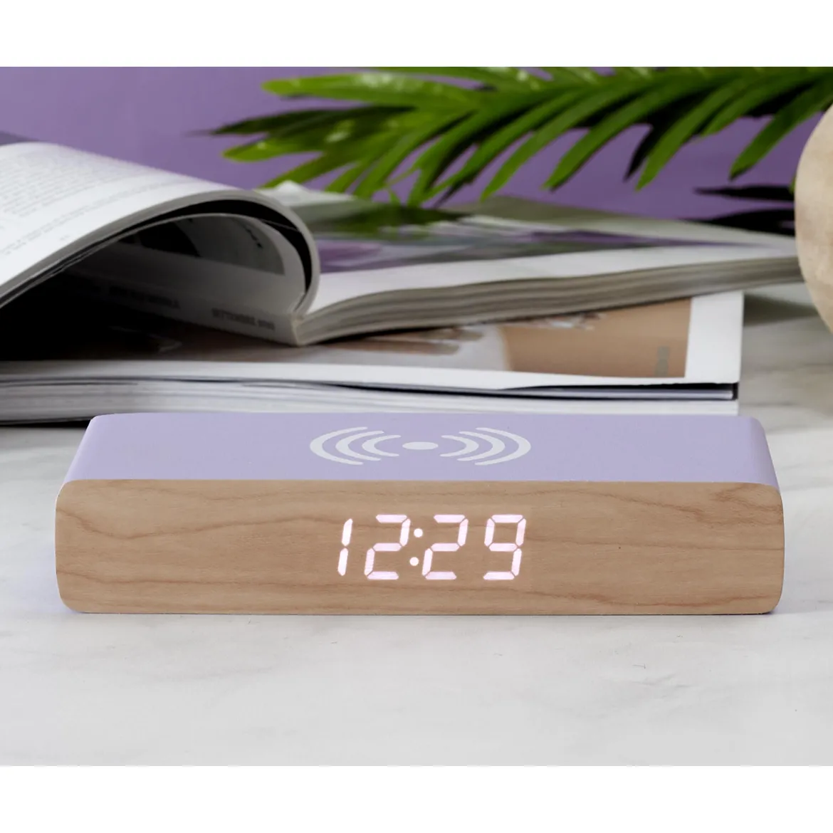 REVEIL CHARGEUR BOIS VIOLET