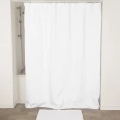 RIDEAU DE DOUCHE MICROFIBRE 180X200CM EFFET GAUFRE BLANC