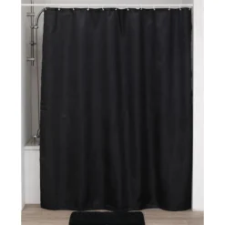 RIDEAU DE DOUCHE POLYESTER 180X200CM MOTIFS DIAMANTS NOIR