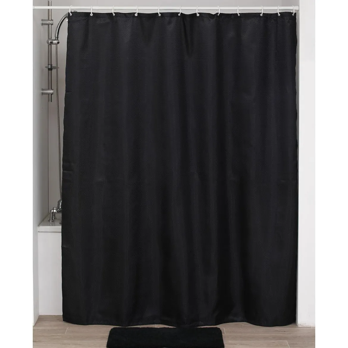 RIDEAU DE DOUCHE POLYESTER 180X200CM MOTIFS DIAMANTS NOIR