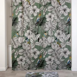 RIDEAU DE DOUCHE 180X180CM JUNGLE FEVER KAKI