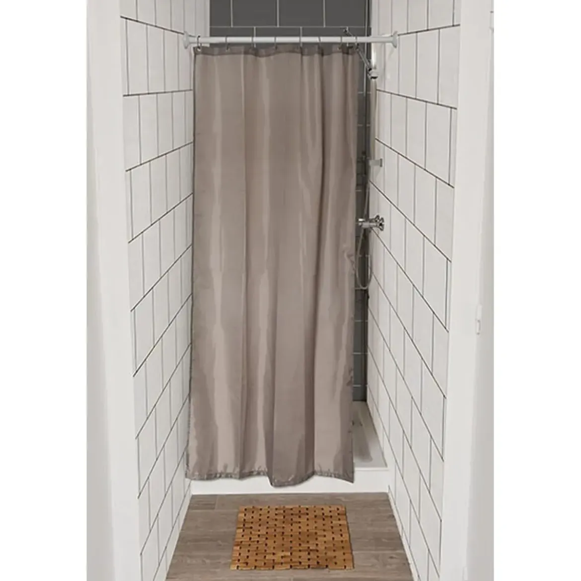 RIDEAU SPECIAL DOUCHE 120X180CM 8 ANNEAUX TAUPE