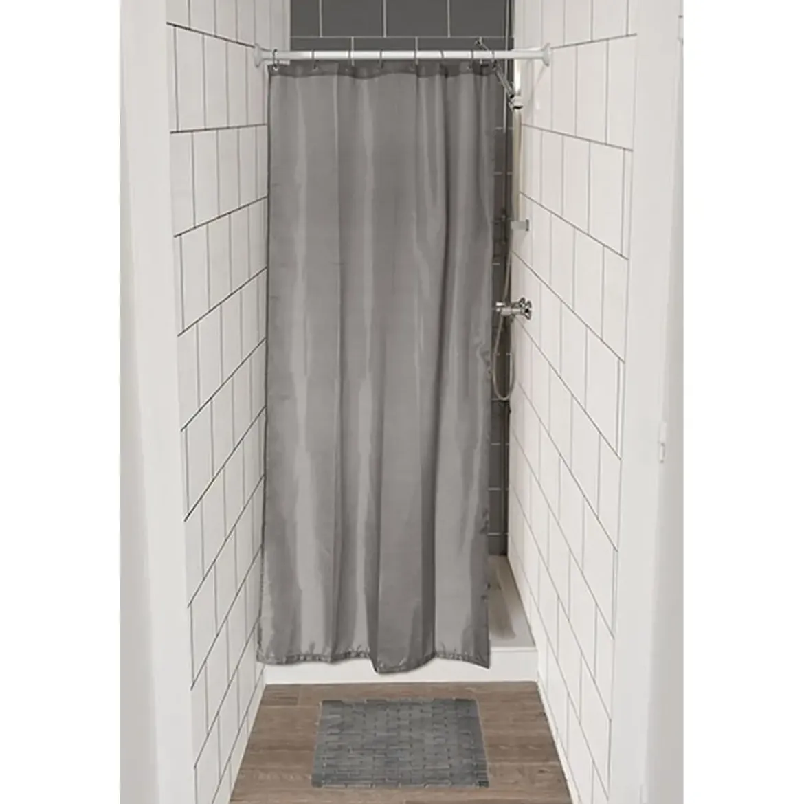 RIDEAU SPECIAL DOUCHE 120X180CM 8 ANNEAUX GRIS
