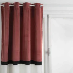 RIDEAU A OEILLETS HOTEL TERRACOTA ET BLANC 140X260CM