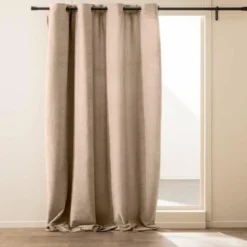 RIDEAU A OEILLETS 140X260CM BOUCLETTE UNIE WINONA SABLE