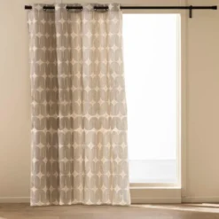 RIDEAU A OEILLETS 140X240CM IMPRIME METALLISE ONDINE NOIR