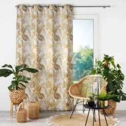 RIDEAU A OEILLETS 140X260CM JACQUARD FAGGY JAUNE