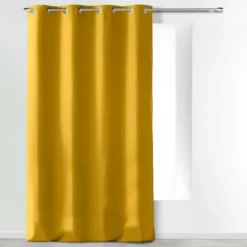 RIDEAU A OEILLETS 140X280CM MICROFIBRE UNI ABSOLU MOUTARDE