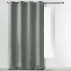 RIDEAU A OEILLETS 140X280CM MICROFIBRE UNI ABSOLU GRIS