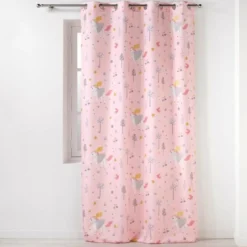 RIDEAU A OEILLETS 140X260CM POLYESTER IMP FEE DES BOIS ROSE