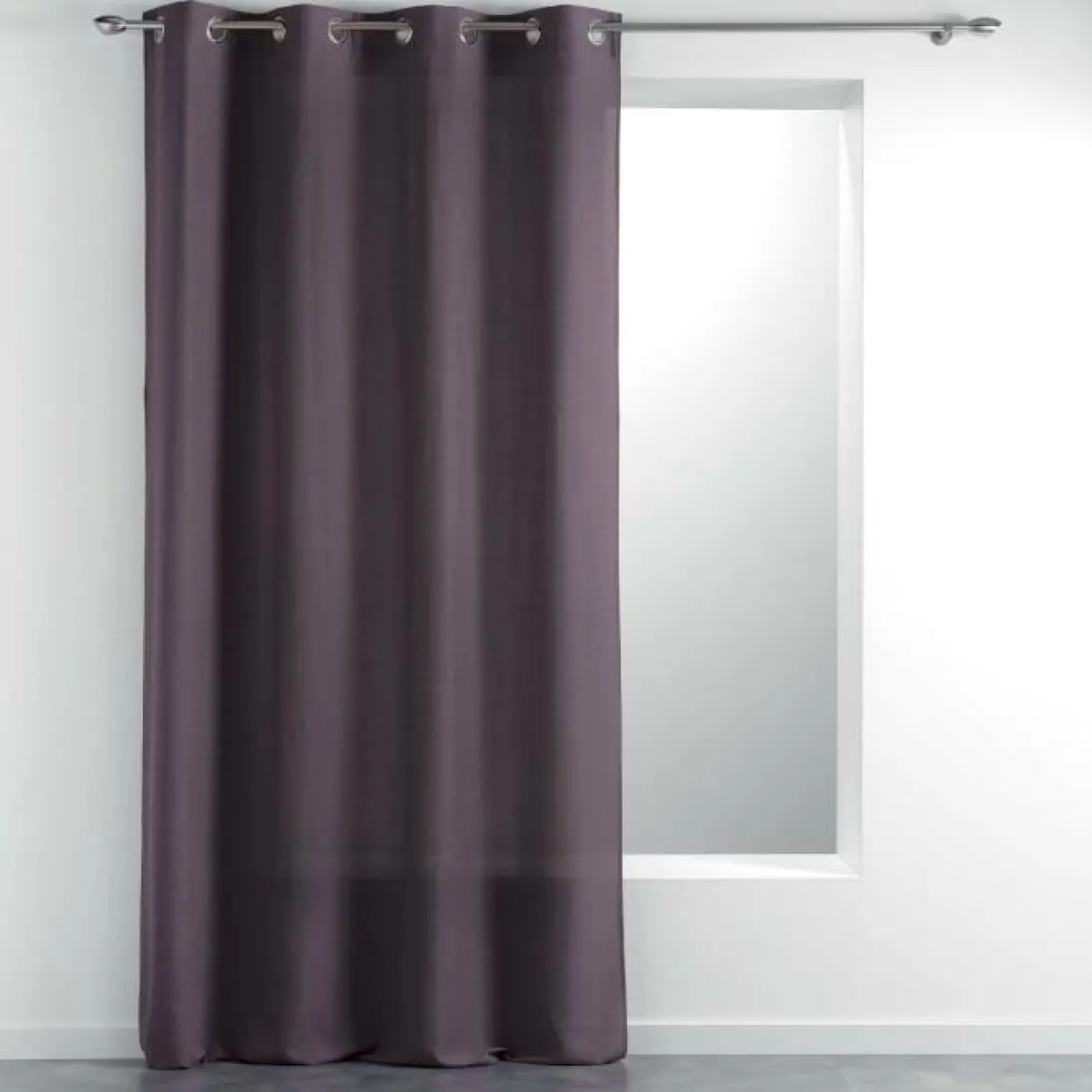 RIDEAU A OEILLETS 140X260CM TISSE UNI MELIANE VIOLET