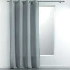 RIDEAU A OEILLETS 140X260CM TISSE UNI MELIANE GRIS