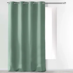 RIDEAU A OEILLETS 140X260CM UNIE ABSOLU SAUGE