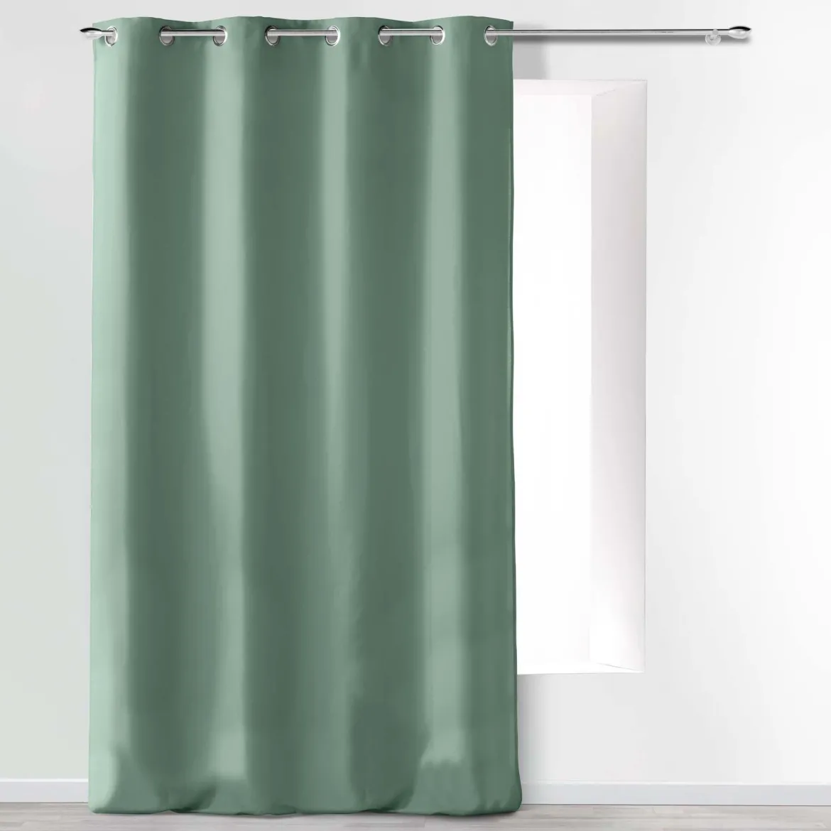 RIDEAU A OEILLETS 140X260CM UNIE ABSOLU SAUGE