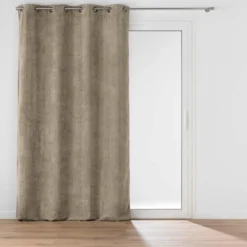 RIDEAU A OEILLETS 140X260CM VELOURS CHENILLE LEO SABLE