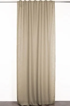 RIDEAU ARONNA TAUPE 135X300CM GALON FRONCEUR PATTE CACHEE