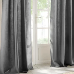 RIDEAU CLEM A OEILLETS GRIS FONCE 140X260CM