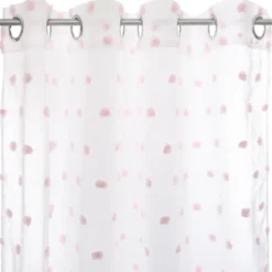 RIDEAU MULTI POMPOMS ROSE 240X140CM
