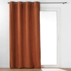 RIDEAU OEILLETS 140X240CM BOUCLETTE UNIE WOOLY TERRACOTTA