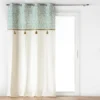 RIDEAU OEILLETS 140X240CM COTON IMPRIME POMPON VIVOLINE