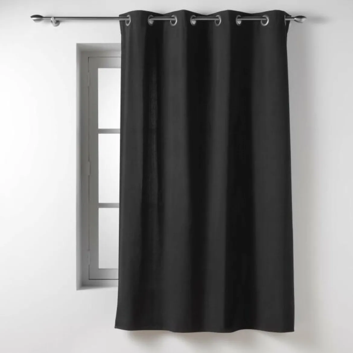RIDEAU OEILLETS 135X180CM COTON TWILY NOIR
