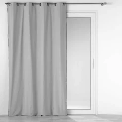 RIDEAU OEILLETS 140X240CM COTON UNI MISTRALINE GRIS