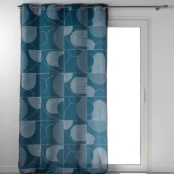 RIDEAU OEILLETS 140X260CM ESQUISSE BLEU