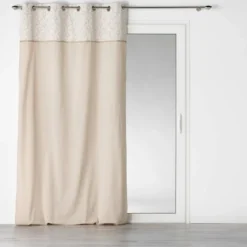 RIDEAU OEILLETS 140X240CM IMPRIME JUTE BAHINA BLANC