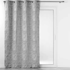 RIDEAU OEILLETS 140X260CM JACQUARD FLORISS GRIS