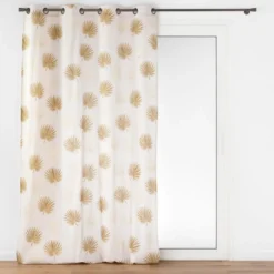 RIDEAU OEILLETS 140X240CM METALLISE LOTUS OCRE