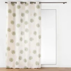RIDEAU OEILLETS 140X240CM METALLISE LOTUS VERT