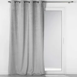 RIDEAU OEILLETS 135X240CM OCCULTANT VELOURS AQUARELLE GRIS